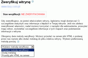 Metody weryfikacji strony w narzędziach dla webmasterów