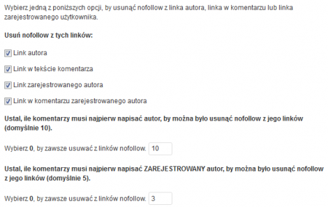 Ustawienia wtyczki NoFollow Free