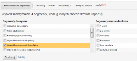 Zaawansowane segmenty - ruch organiczny
