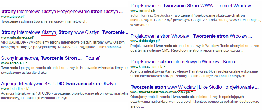 Wyniki dla frazy: Tworzenie stron