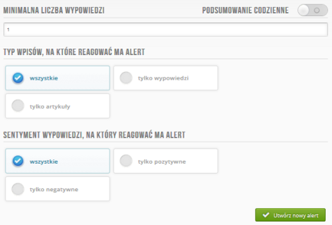 SentiOne - konfiguracja alertów