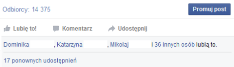 Statystyki udostępnień na FaceBooku