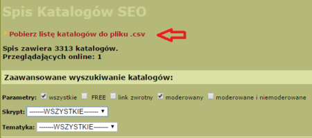 Pobranie listy katalogów