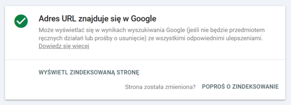 Prośba o ponowne zindeksowanie strony