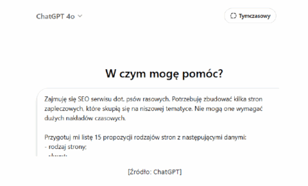 Wykorzystanie ChatGPT na potrzeby zebrania pomysłów