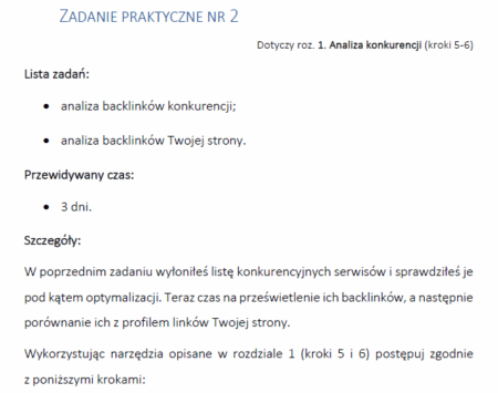 Szkolenie z pozycjonowania sklepów internetowych - zadanie praktyczne