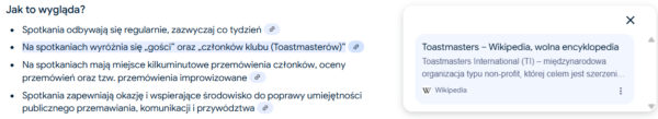 Przegląd od AI - efekt po kliknięciu w link