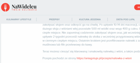 Link w postaci źródła przepisu